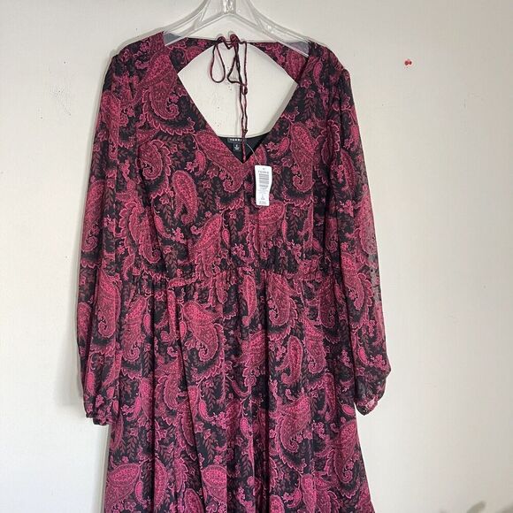 Torrid Tea Length Clip Dot Open Back A-Line Dress Tiered Paisley 2X New - Picture 2 of 8